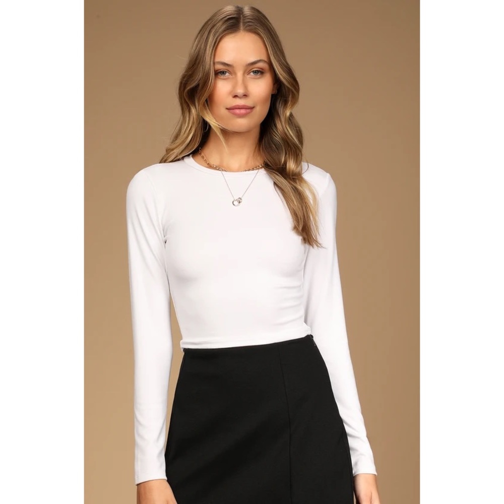 Lulu's White Long Sleeve Crop Top